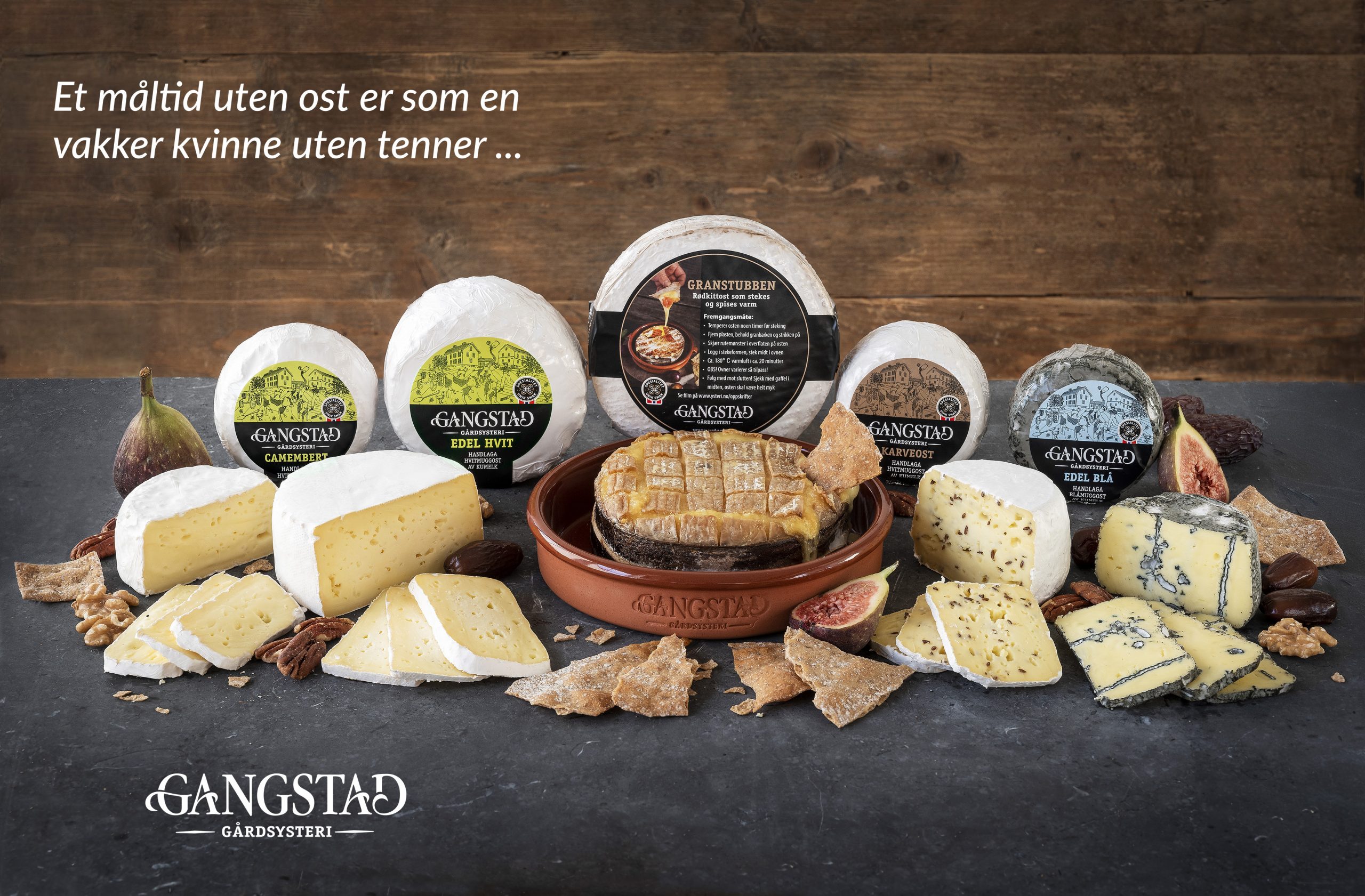 Bilde av alle ostene Gangstad produserer